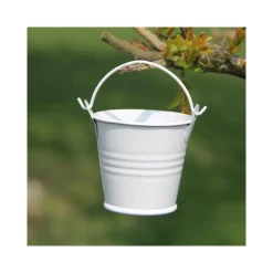 24 X SECCHIELLI BIANCHI IN LATTA VERNICIATA PORTACONFETTI BOMBONIERA BOMBONIERE