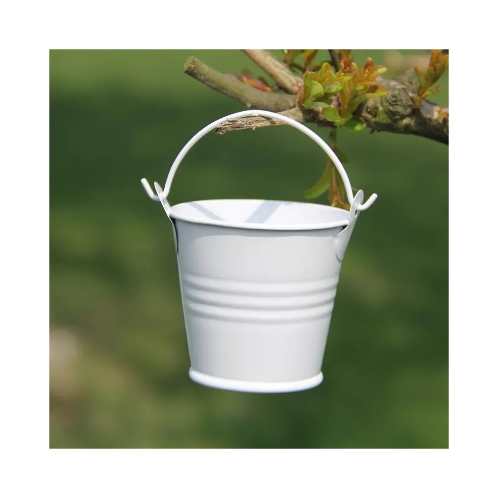 24 X SECCHIELLI BIANCHI IN LATTA VERNICIATA PORTACONFETTI BOMBONIERA BOMBONIERE