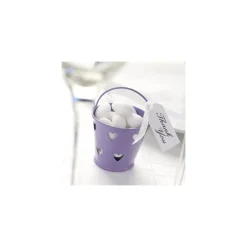 24 X SECCHIELLI COLORATI CON CUORI IN LATTA VERNICIATA PORTACONFETTI BOMBONIERA