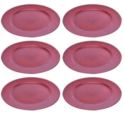 6 X SOTTOPIATTI NATALIZI IN PLASTICA 33CM DECORAZIONI NATALE PER LA TAVOLA ROSA