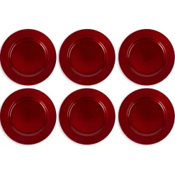 6 X SOTTOPIATTI NATALIZI IN PLASTICA 33CM DECORAZIONI NATALE PER LA TAVOLA ROSSO