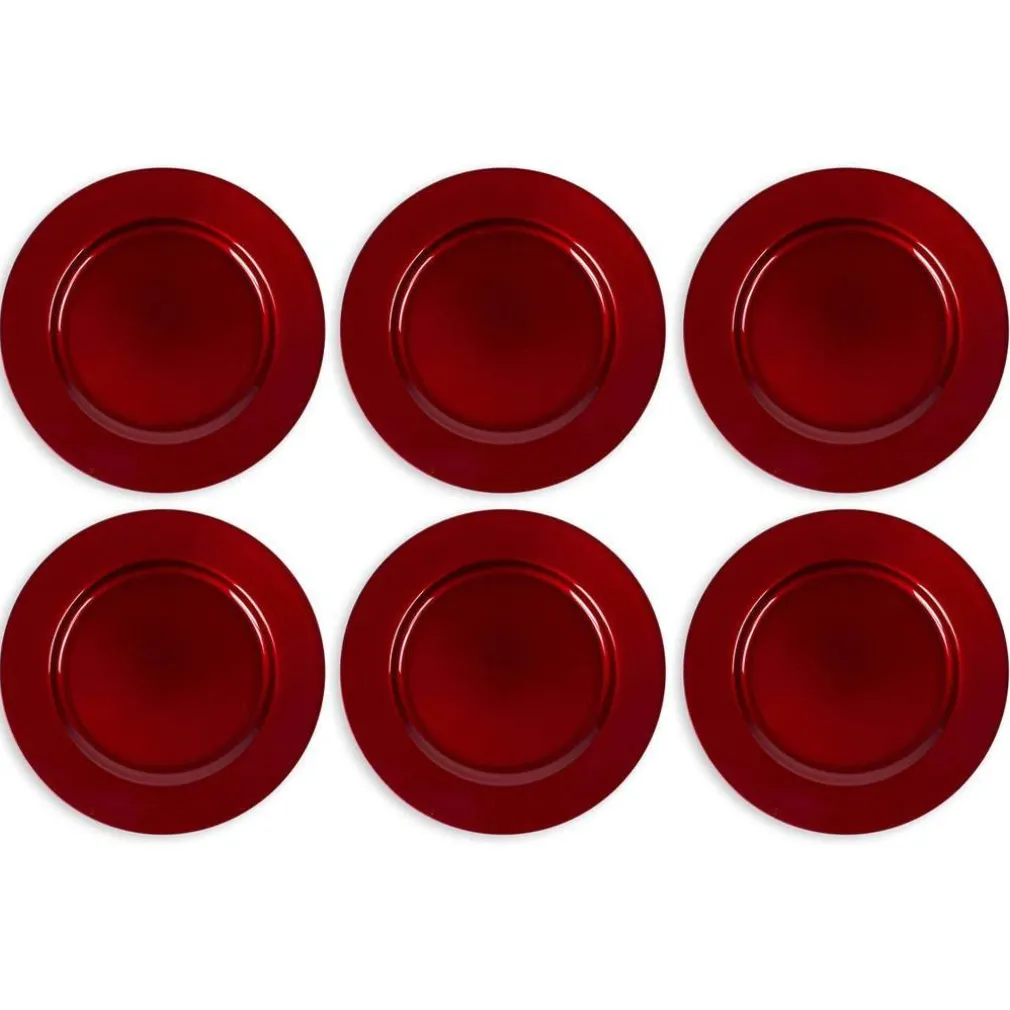 6 X SOTTOPIATTI NATALIZI IN PLASTICA 33CM DECORAZIONI NATALE PER LA TAVOLA ROSSO