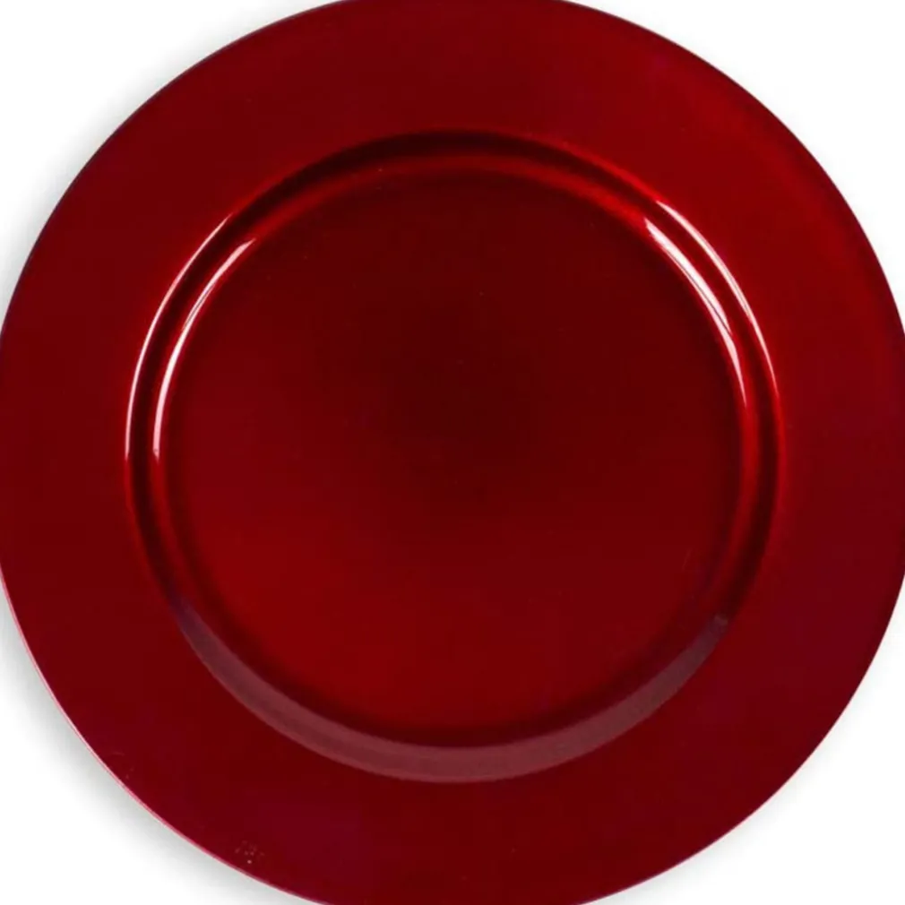 6 X SOTTOPIATTI NATALIZI IN PLASTICA 33CM DECORAZIONI NATALE PER LA TAVOLA ROSSO
