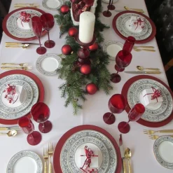 6 X SOTTOPIATTI NATALIZI IN PLASTICA 33CM DECORAZIONI NATALE PER LA TAVOLA ROSSO