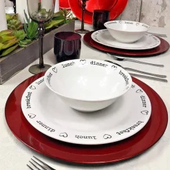 6 X SOTTOPIATTI NATALIZI IN PLASTICA 33CM DECORAZIONI NATALE PER LA TAVOLA ROSSO