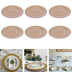 6 X SOTTOPIATTI NATALIZI IN PLASTICA 33CM DECORAZIONI NATALE PER LA TAVOLA GOLD