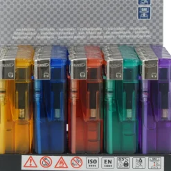 ACCENDINI CLASSICI TRASPARENTI ACCENSIONE ELETTRONICA 50 PEZZI COLORI ASSORTITI