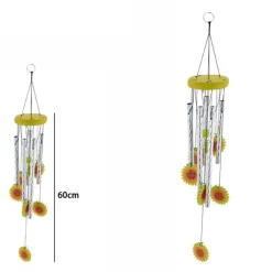ACCHIAPPASOGNI DECORAZIONE CHAKRA GIRASOLE CAMPANELLI VENTO EOLICI LUMINOSI 60CM