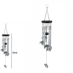 ACCHIAPPASOGNI DECORAZIONE CHAKRA ELEFANTI CAMPANELLI VENTO EOLICI ARGENTO 70CM