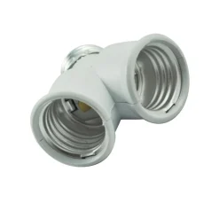 ADATTATORE SDOPPIATORE PORTALAMPADA ATTACCO DA E27 A 2 PRESE E27 BIANCO SOCKET
