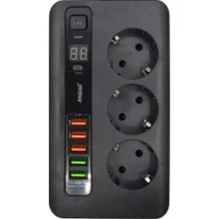 ADATTATORE SPINA CON 3 PRESE + 5 PORTE USB RICARICA 3.4A DISPLAY LED 2500W Q-A260