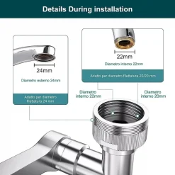 AERATORE FILTRO RACCORDO PER RUBINETTO MISCELATORE ROMPIGETTO DOPPIO SNODO 87999