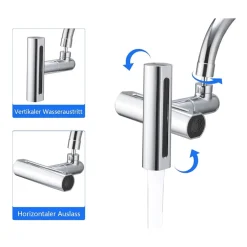 AERATORE PER RUBINETTO 4 IN 1 LAVELLO ESTENSIONE CASCATA PER CUCINA BAGNO ARGENTO