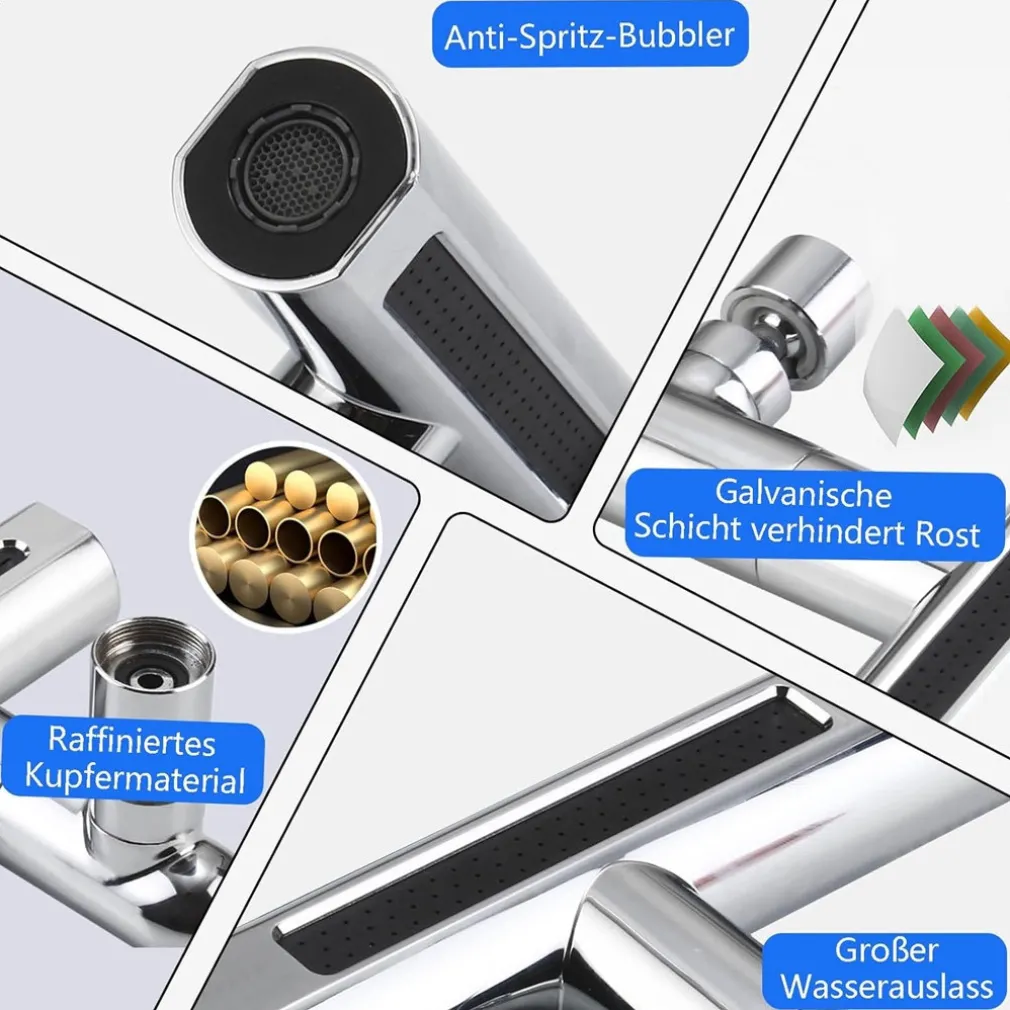 AERATORE PER RUBINETTO 4 IN 1 LAVELLO ESTENSIONE CASCATA PER CUCINA BAGNO ARGENTO
