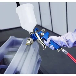 AEROGRAFO AD ARIA COMPRESSA UGELLO 1.7MM PISTOLA SPRUZZO SPRAY 600ML VERNICIARE HVLP
