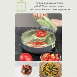 AFFETTATRICE 9IN1 TRITATUTTO PORTATILE IN ACCIAIO CON CESTELLO SCOLAPIATTI MULTIFUNZIONALE