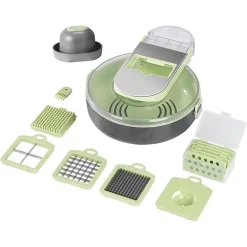 AFFETTATRICE 9IN1 TRITATUTTO PORTATILE IN ACCIAIO CON CESTELLO SCOLAPIATTI MULTIFUNZIONALE