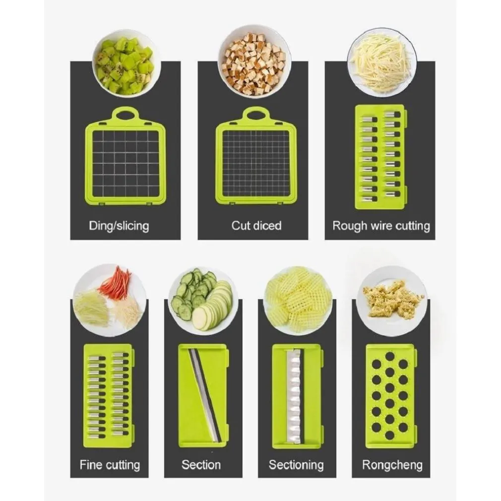 AFFETTATRICE MANUALE AFFETTA TAGLIA VERDURE 12 IN 1 MANDOLINA CON CONTENITORE