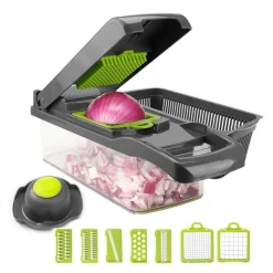 AFFETTATRICE MANUALE AFFETTA TAGLIA VERDURE 12 IN 1 MANDOLINA CON CONTENITORE