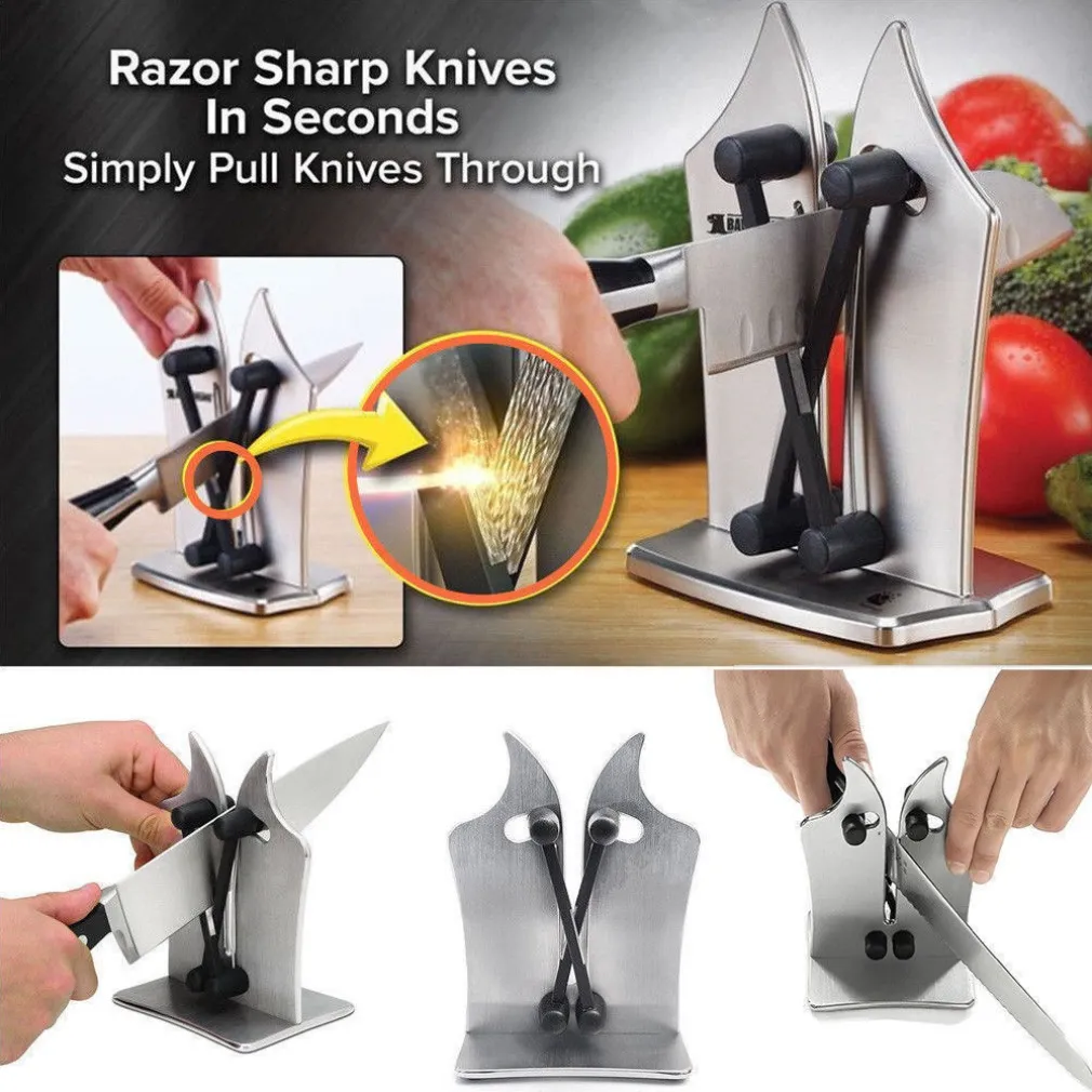 AFFILA COLTELLI ACCIAIO AFFILATURA CUCINA UTENSILE AFFILATORE COLTELLO FORBICI