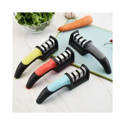 AFFILACOLTELLI IN PLASTICA E ACCIAIO INOX PER AFFILARE LAME FORBICI E COLTELLI