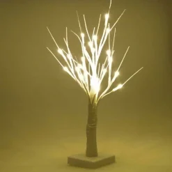 ALBERO DECORATIVO LUMINOSO 45 CM PER INTERNI 24 LED ECOLOGICO A BATTERIA BIANCO