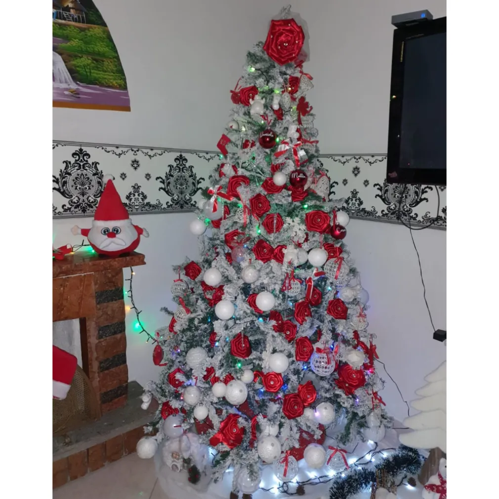 ALBERO DI NATALE 210 CM ABETE SNOW CON EFFETTO INNEVATO BIANCO BASE A CROCE