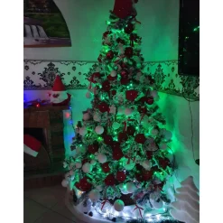 ALBERO DI NATALE 210 CM ABETE SNOW CON EFFETTO INNEVATO BIANCO BASE A CROCE