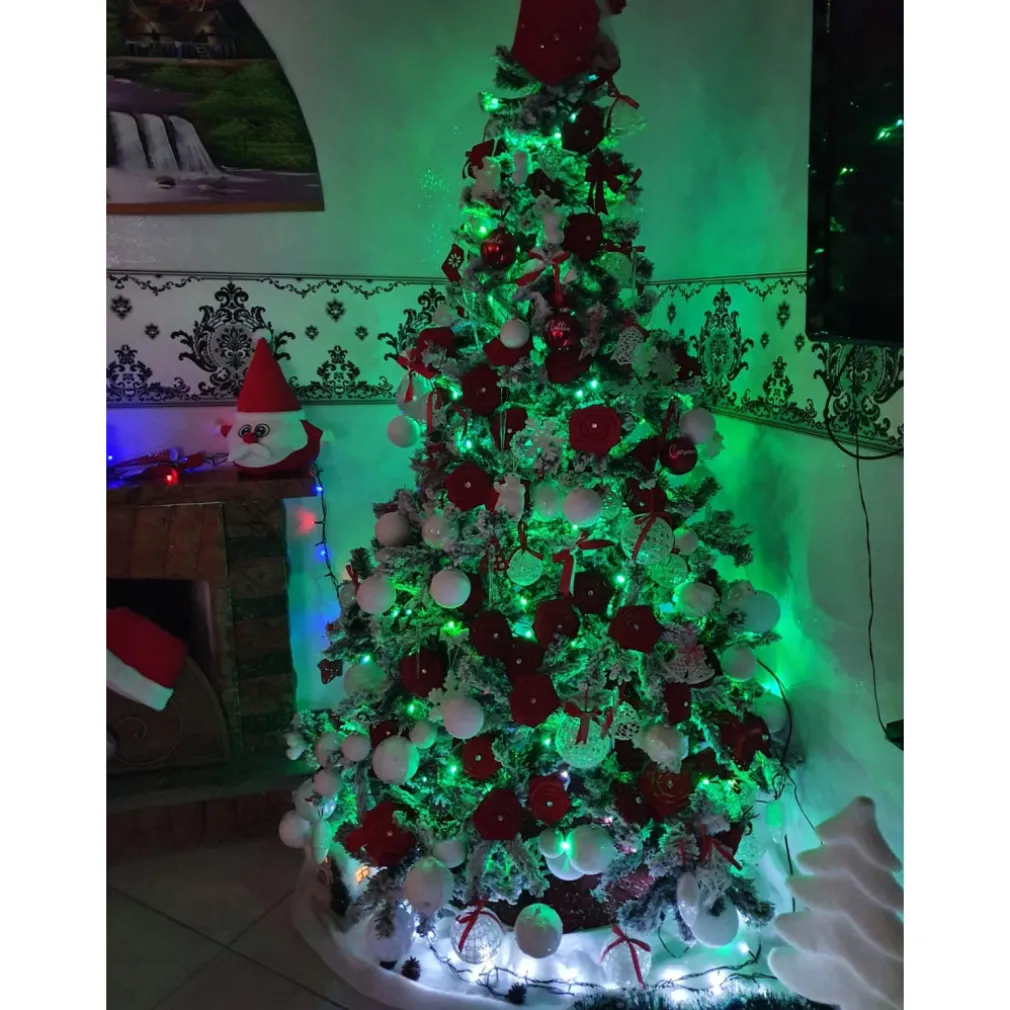 ALBERO DI NATALE 210 CM ABETE SNOW CON EFFETTO INNEVATO BIANCO BASE A CROCE