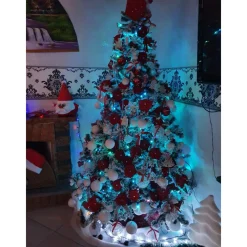 ALBERO DI NATALE 210 CM ABETE SNOW CON EFFETTO INNEVATO BIANCO BASE A CROCE
