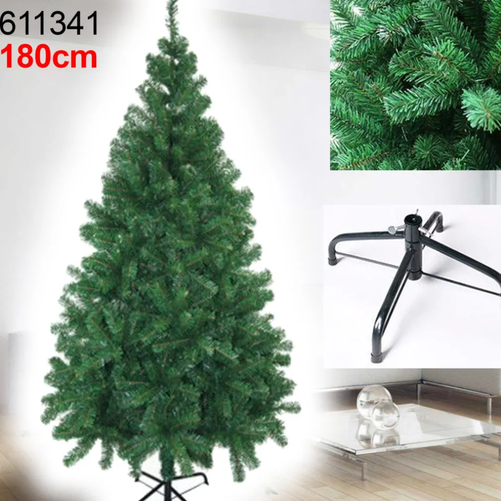 ALBERO DI NATALE 180 CM SUPER FOLTO EFFETTO PINO VERDE 670 RAMI CON BASE A CROCE