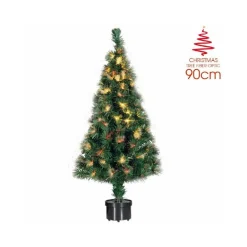 ALBERO DI NATALE A FIBRA OTTICA 100 PUNTE CHRISTMAS TREE LUCI NATALE 90CM VERDE
