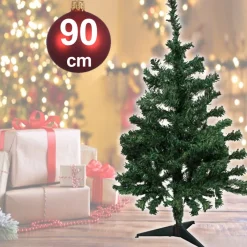 ALBERO DI NATALE ARTIFICIALE 90CM ABETE SINTETICO PER CASA UFFICIO COLORE VERDE