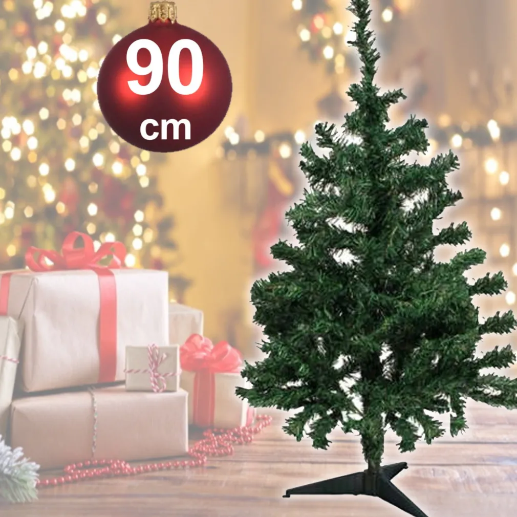ALBERO DI NATALE ARTIFICIALE 90CM ABETE SINTETICO PER CASA UFFICIO COLORE VERDE