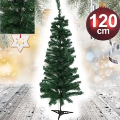 ALBERO DI NATALE ARTIFICIALE 120CM ABETE SINTETICO PER CASA UFFICIO COLORE VERDE