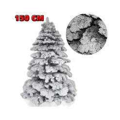 ALBERO DI NATALE 150CM ABETE SNOW CON EFFETTO INNEVATO BIANCO BASE A CROCE