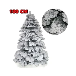 ALBERO DI NATALE 180CM ABETE SNOW CON EFFETTO INNEVATO BIANCO BASE A CROCE