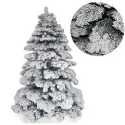 ALBERO DI NATALE 120CM ABETE SNOW CON EFFETTO INNEVATO BIANCO BASE A CROCE