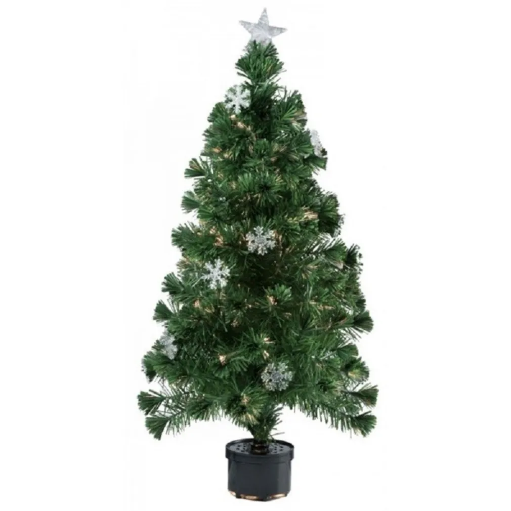 ALBERO DI NATALE FIBRA OTTICA SNOW 60CM 60 PUNTE 9 FIOCCHI DI NEVE VERDE