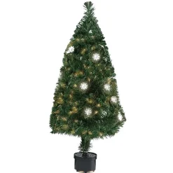 ALBERO DI NATALE FIBRA OTTICA FLOWER 120CM 140 PUNTE CON 18 FIORI COLORE VERDE
