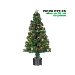 ALBERO DI NATALE FIBRA OTTICA STARS 60CM 60 PUNTE 9 STELLE COLORE VERDE