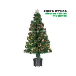 ALBERO DI NATALE FIBRA OTTICA STARS 120CM 140 PUNTE 18 STELLE COLORE VERDE