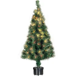 ALBERO DI NATALE FIBRA OTTICA 60CM 60 PUNTE MULTICOLORE COLORE VERDE