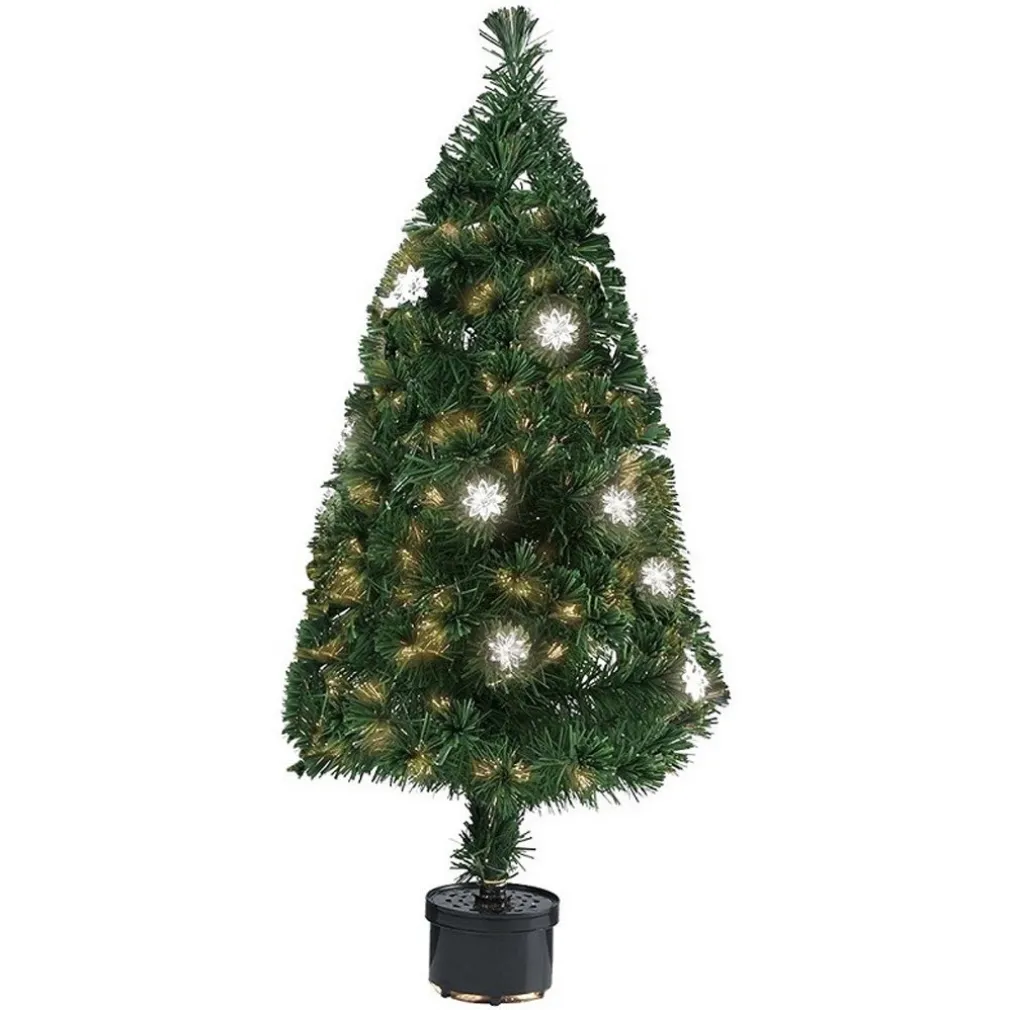 ALBERO DI NATALE FIBRA OTTICA FLOWER 90CM 100 PUNTE CON 12 FIORI COLORE VERDE