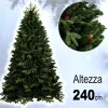 ALBERO DI NATALE FOLTO ARTIFICIALE 240CM VERDE CON PIGNE 1444 RAMI BASE A CROCE