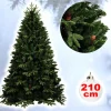 ALBERO DI NATALE FOLTO ARTIFICIALE 210CM VERDE CON PIGNE 900 RAMI BASE A CROCE