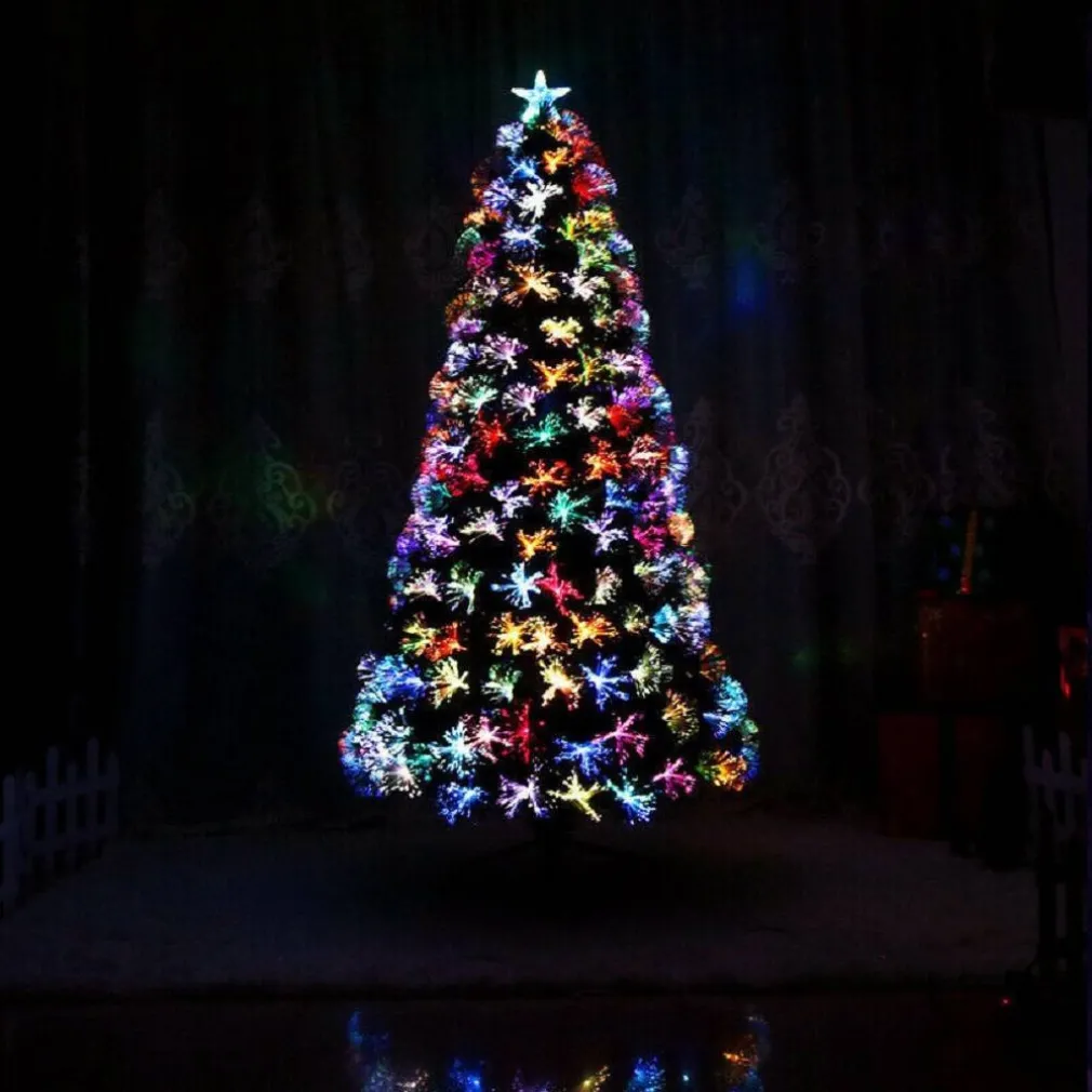 ALBERO DI NATALE IN FIBRA OTTICA 120CM VERDE MULTICOLORI CON PUNTA STELLA A LED
