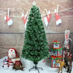 ALBERO DI NATALE IN FIBRA OTTICA 60CM VERDE MULTICOLORI CON PUNTA STELLA A LED