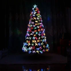 ALBERO DI NATALE IN FIBRA OTTICA 60CM VERDE MULTICOLORI CON PUNTA STELLA A LED