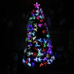 ALBERO DI NATALE IN FIBRA OTTICA 90CM VERDE MULTICOLORI CON PUNTA STELLA A LED